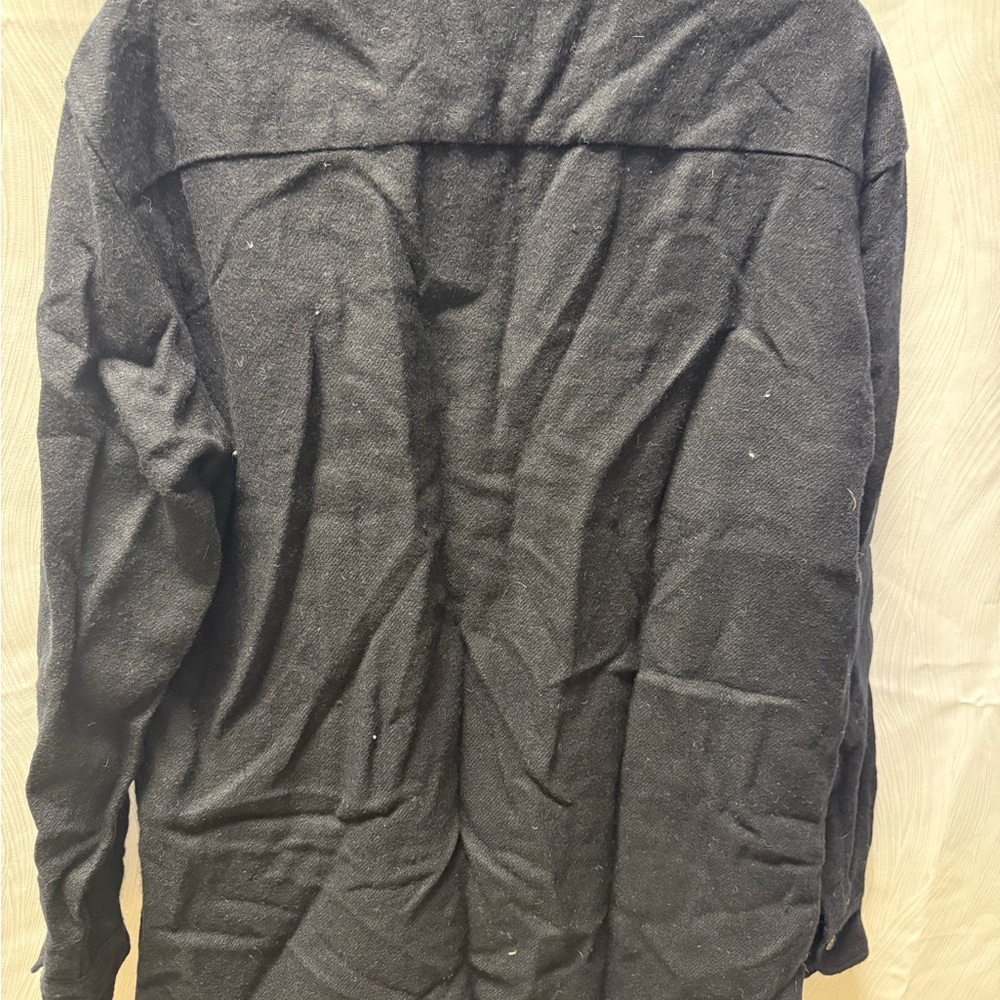 Vtg Trail’s End Black Wool-Look Lined Shacket Hong Kong 70s 80s Workwear M EUC - Picture 4 of 5